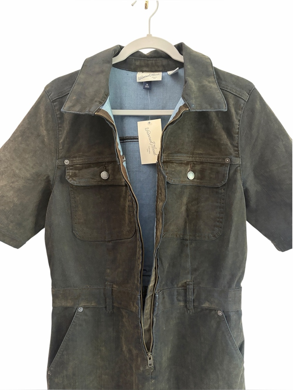 NWT Universal Thread Olive Green Mineral Wash Utility Mechanic Coveralls Size 10 - Picture 2 of 11
